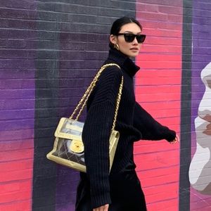 Vintage Chanel Clear and Gold Jumbo flap bag